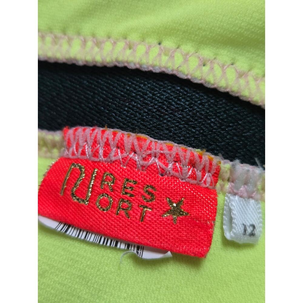 River Island Tropical Palm Print Scalloped One Piece Swimsuit Size 12 Neon Trim - Picture 9 of 10